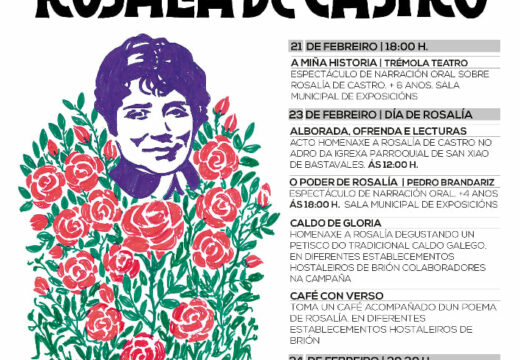 Brión celebrará o Día de Rosalía de Castro cunha ofrenda en Bastavales, dous contacontos e un concerto de Xoán Eiriz